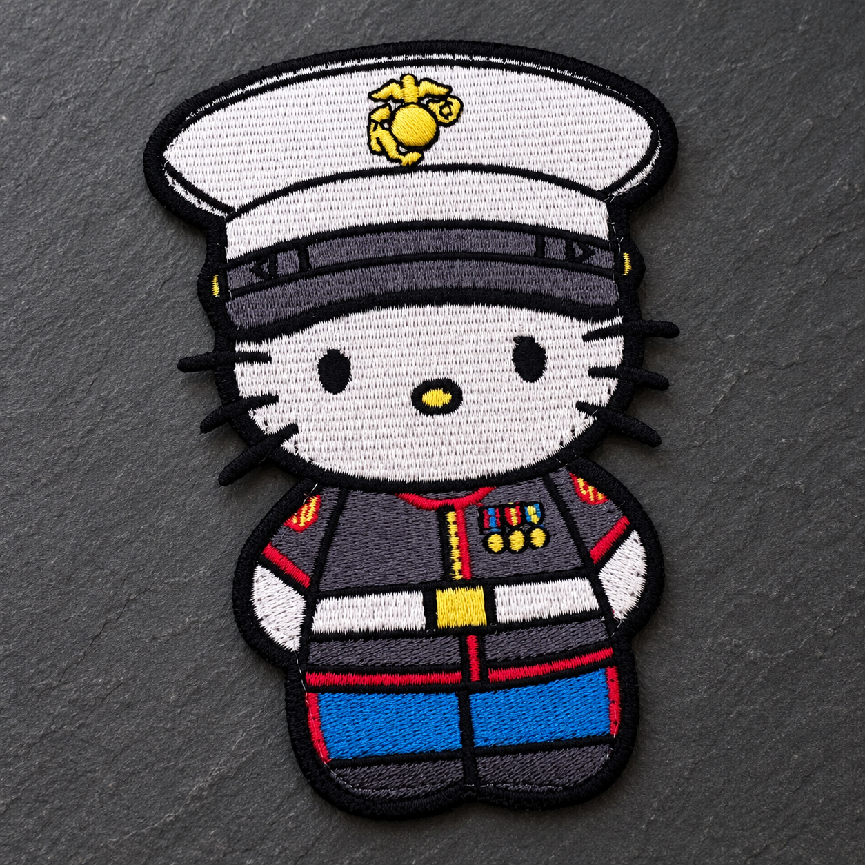 Hello Kitty embroidered patch in Marine dress blues