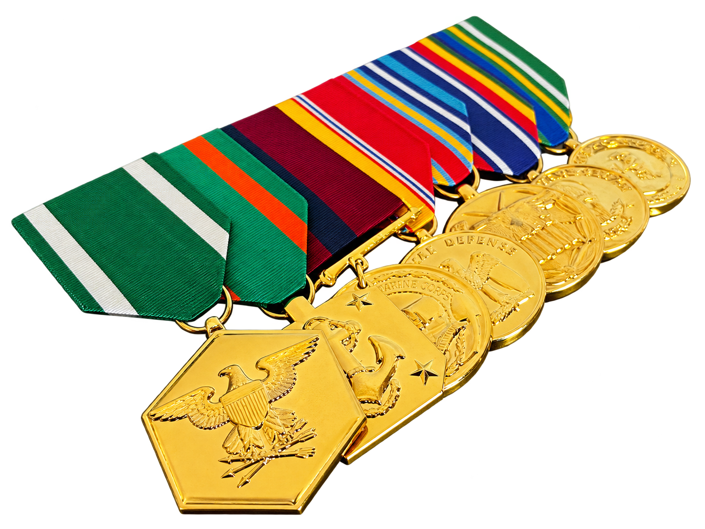 Mounted full-size anodized military medal rack