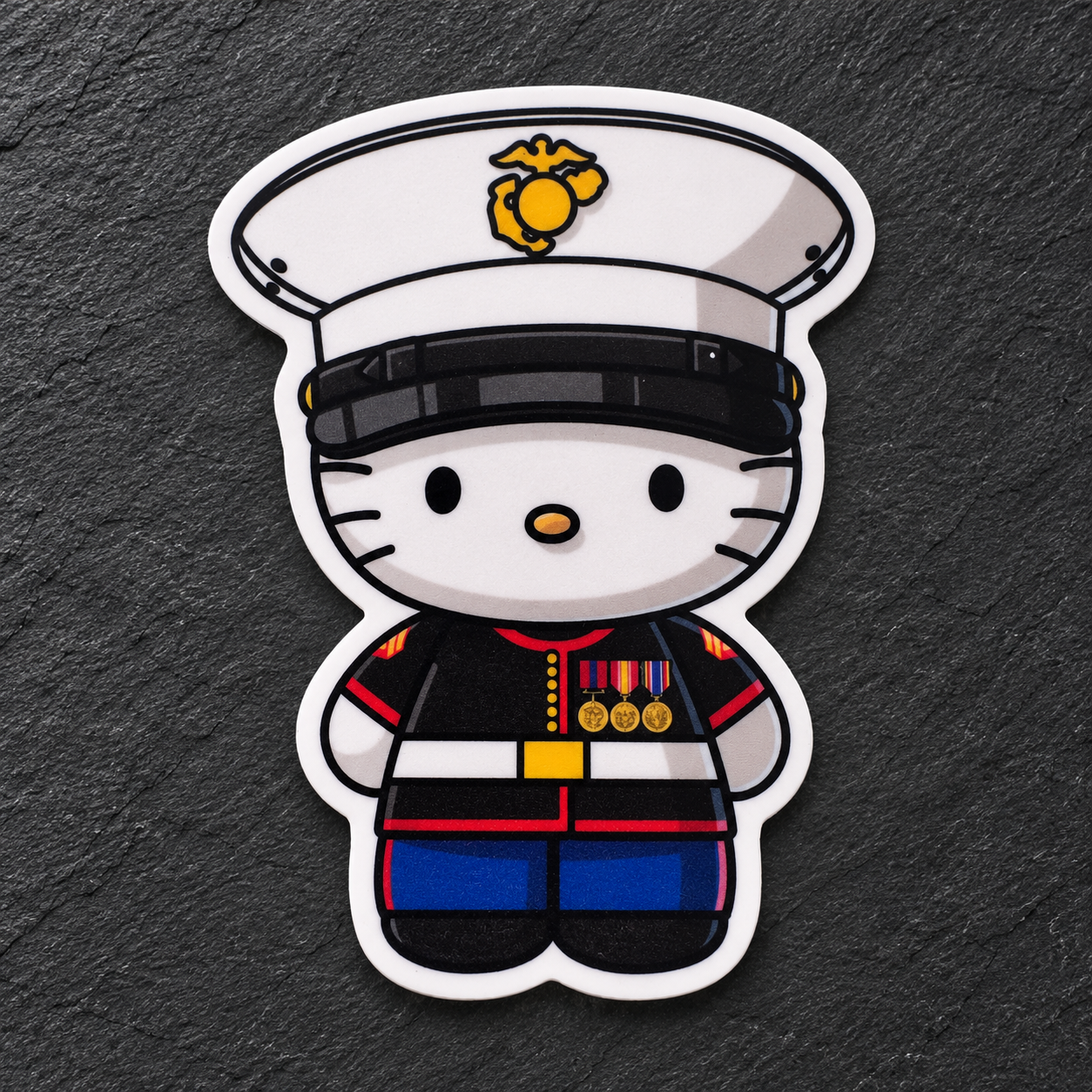 Hello Kitty in USMC Blues sticker